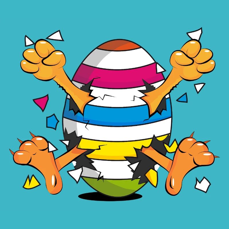 Poussin drôle dans un motif de dessin animé Easter Egg