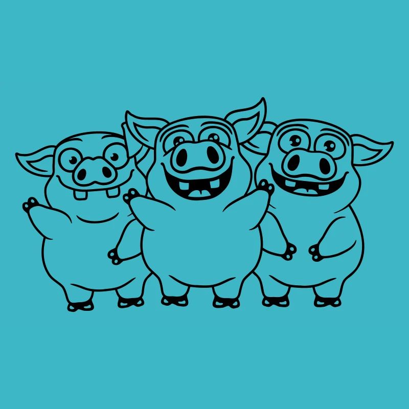 Friendly funny pigs team