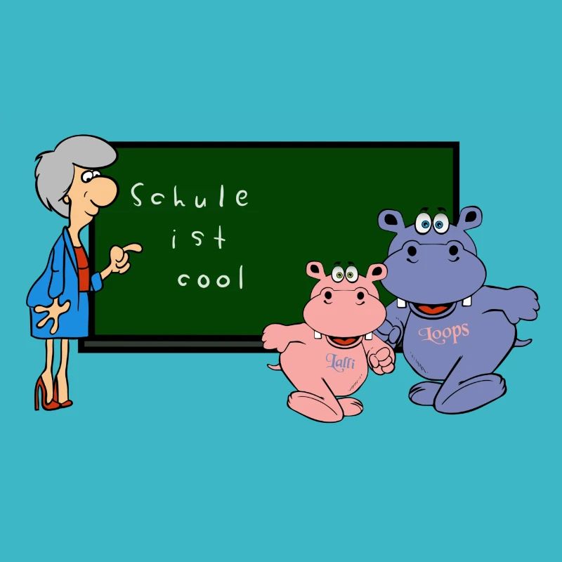 nilpferd schule lehrer kinder vorschule hippo tier