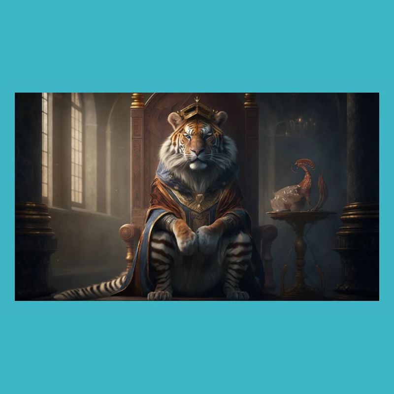 Tiger sitting on a throne, generative AI