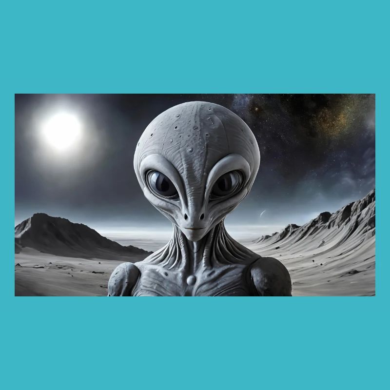 extraterrestre gris sur la surface de la lune – portrait