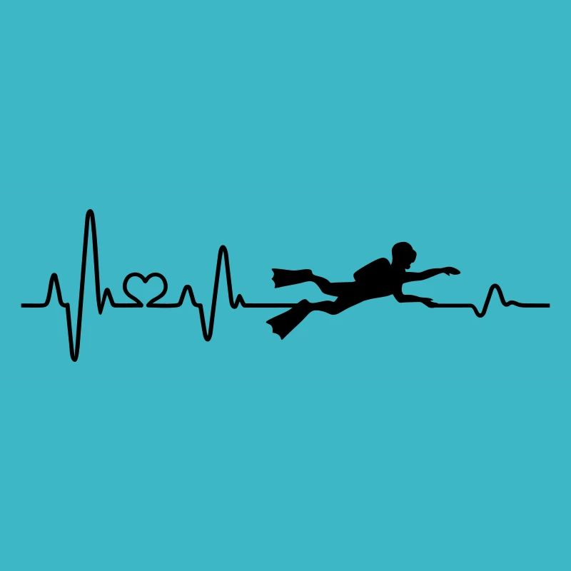 Herzschlag Taucher EKG Wasser tauchen Geschenkidee