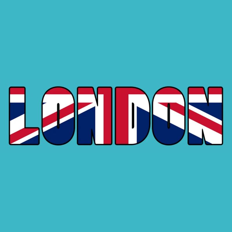 London – Bold Text with UK Flag Inside