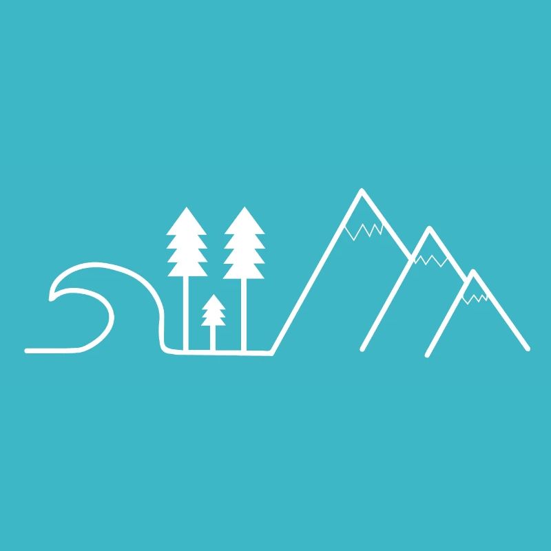 wave tree mountain - landscape white