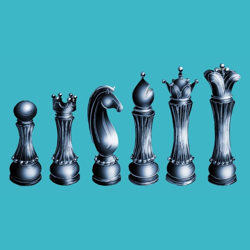 Illustration pièces de jeu d'échec bleu brillant