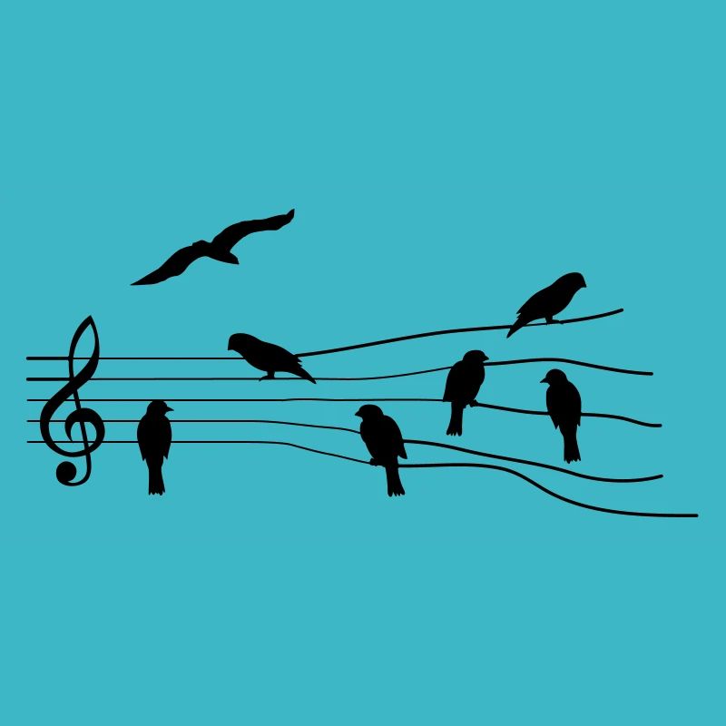 Birds, Musical sheet music notes. Music.