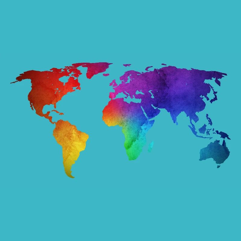 World Map/Globe design with funky rainbow colour