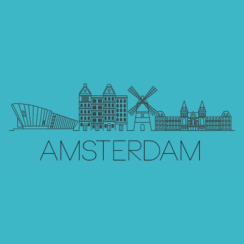 Amsterdam Skyline: Elegant Line Art Design