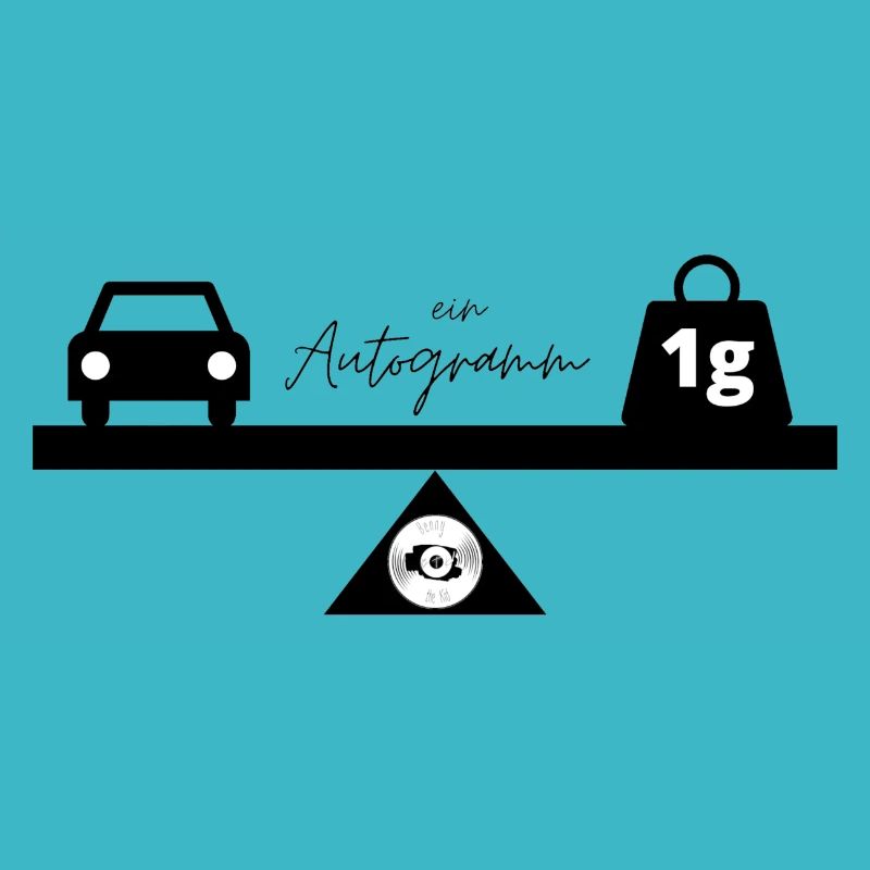 Autogramm - ein Auto und ein Gramm auf einer Waage