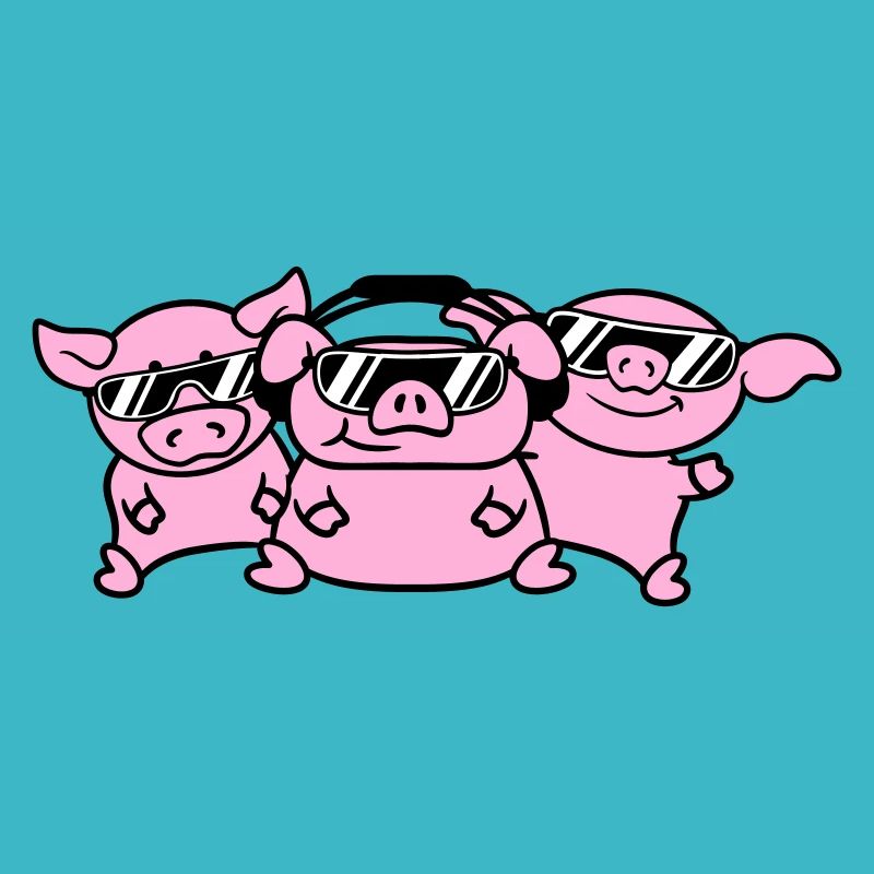 3 DJ Party Pigs Team Three Friends Party Crew
