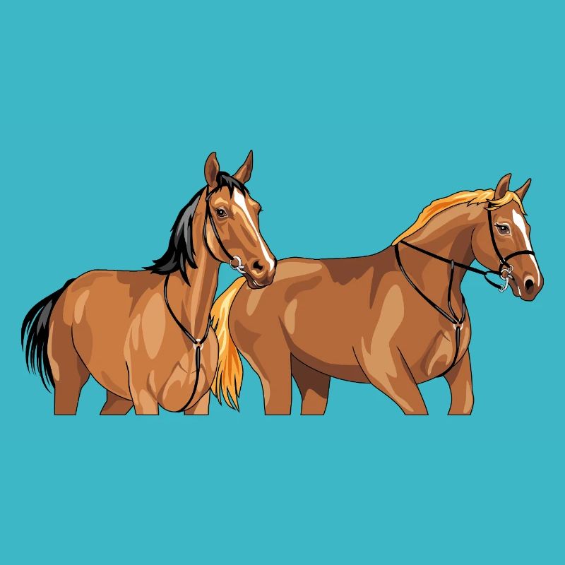 Two beautiful brown horses