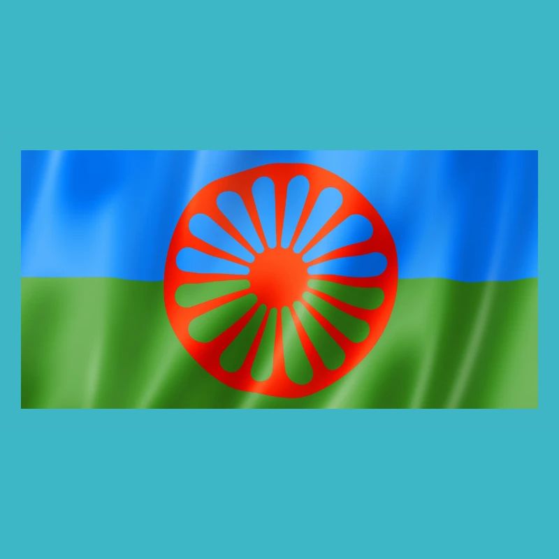Drapeau rom et sinti - Design flottant
