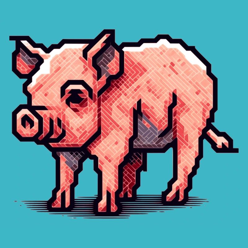 Cochon comme truie en pixel art 16 bits