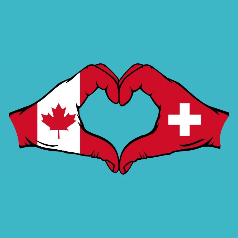 Canada Suisse Drapeau Aiguilles Forme Coeur