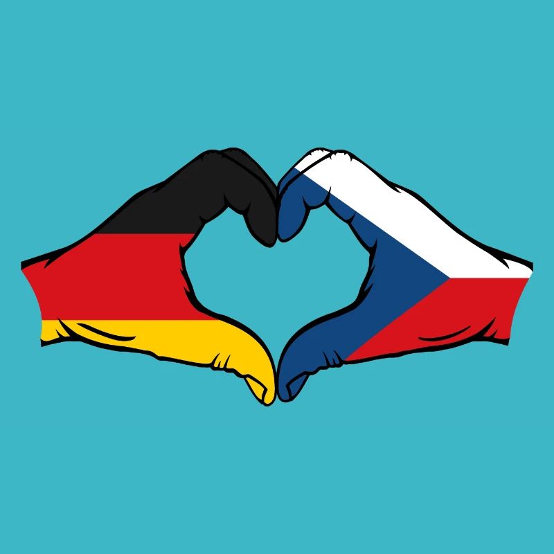 Allemagne République tchèque drapeau mains coeur forme