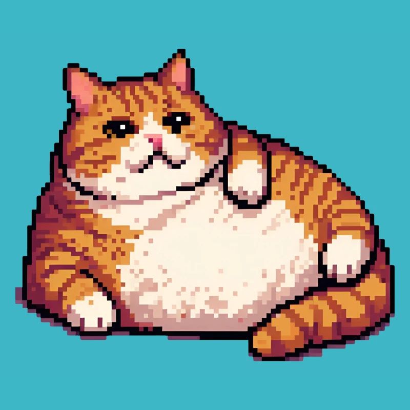 Fette Ingwerkatze Pixelkunst