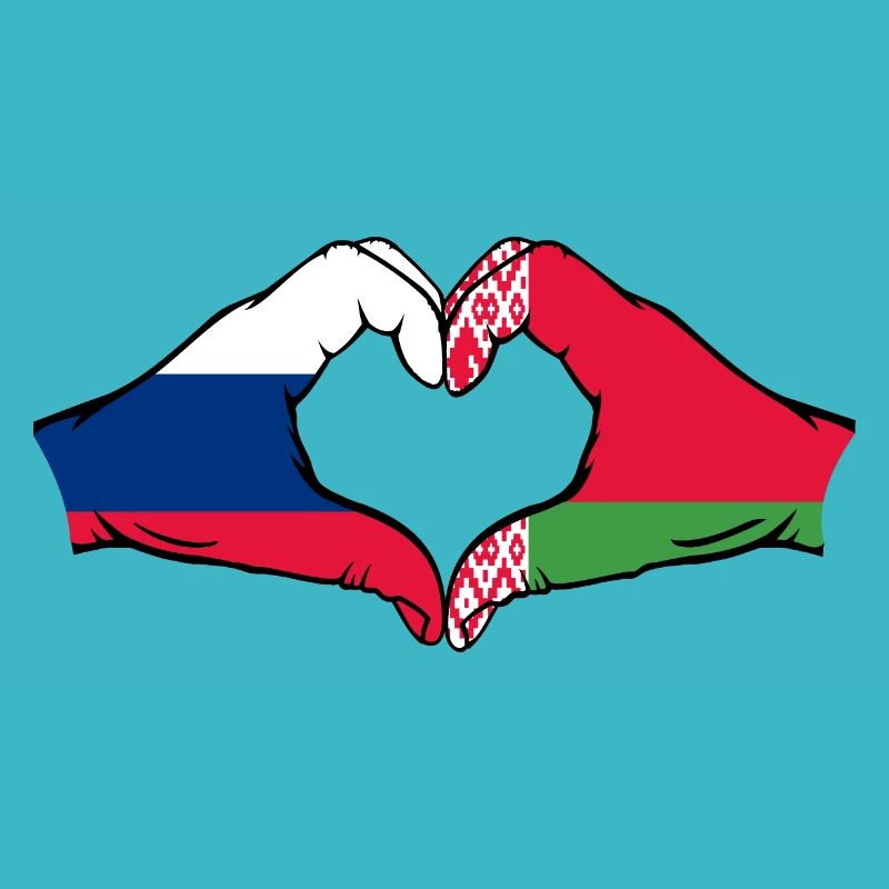 Russland Belarus Flagge Hände Herzform