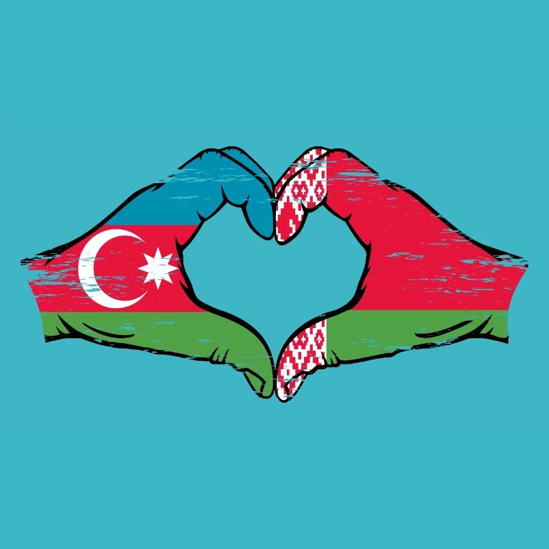 Aserbaidschan Belarus Flagge Hände Herzform used