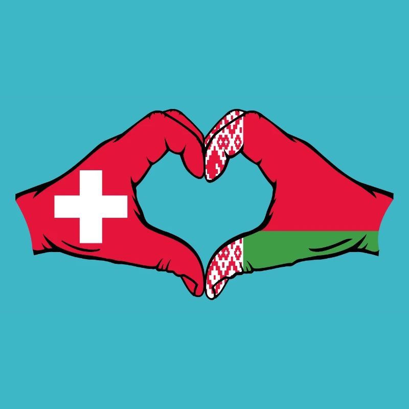 Switzerland Belarus Flag Hands Heart Shape