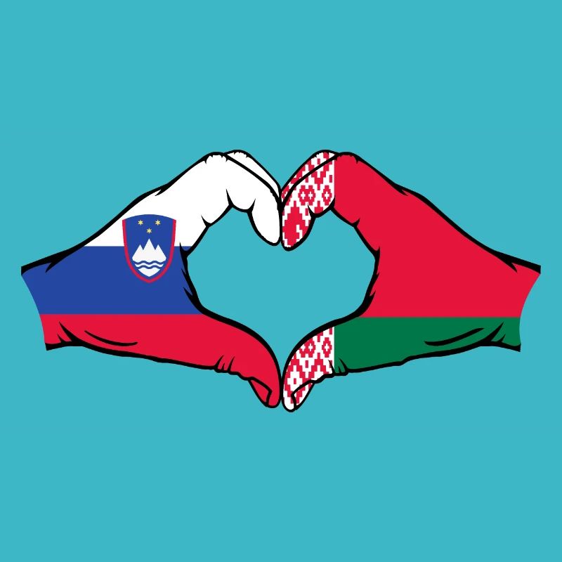 Slowenien Belarus Flagge Hände Herzform