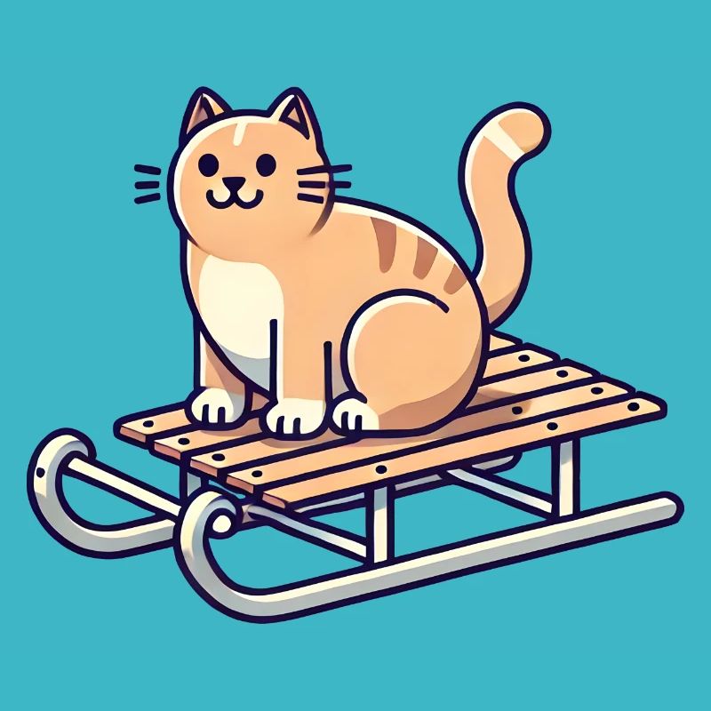 Katze auf Schlitten