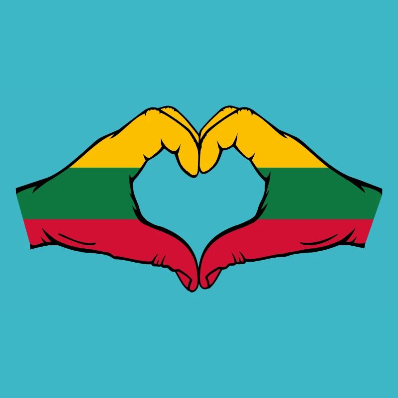 Drapeau de la Lituanie Mains Coeur Forme