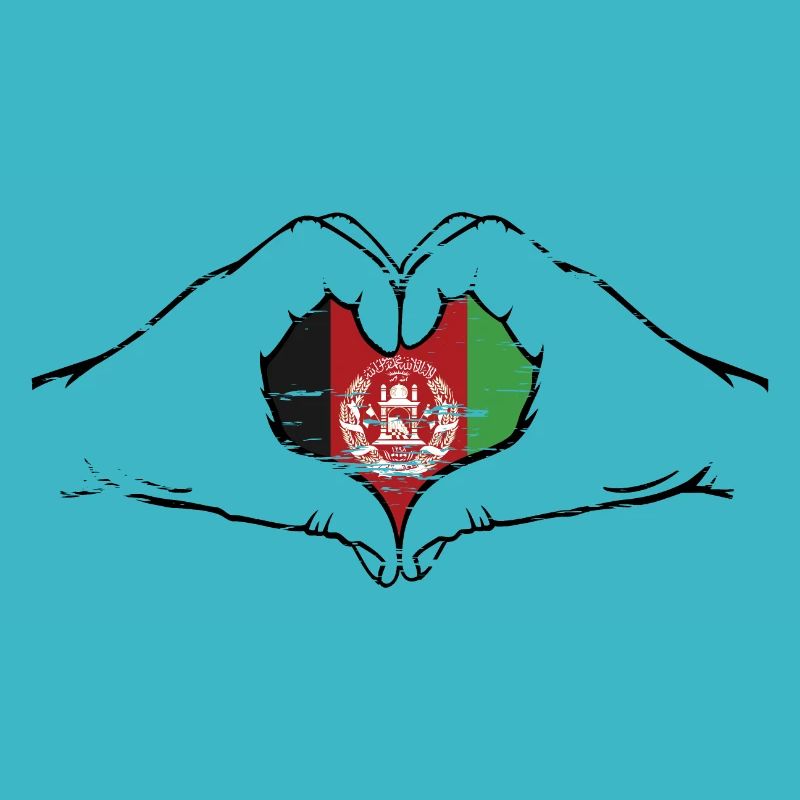 Drapeau de l’Afghanistan mains forme de coeur utilisé