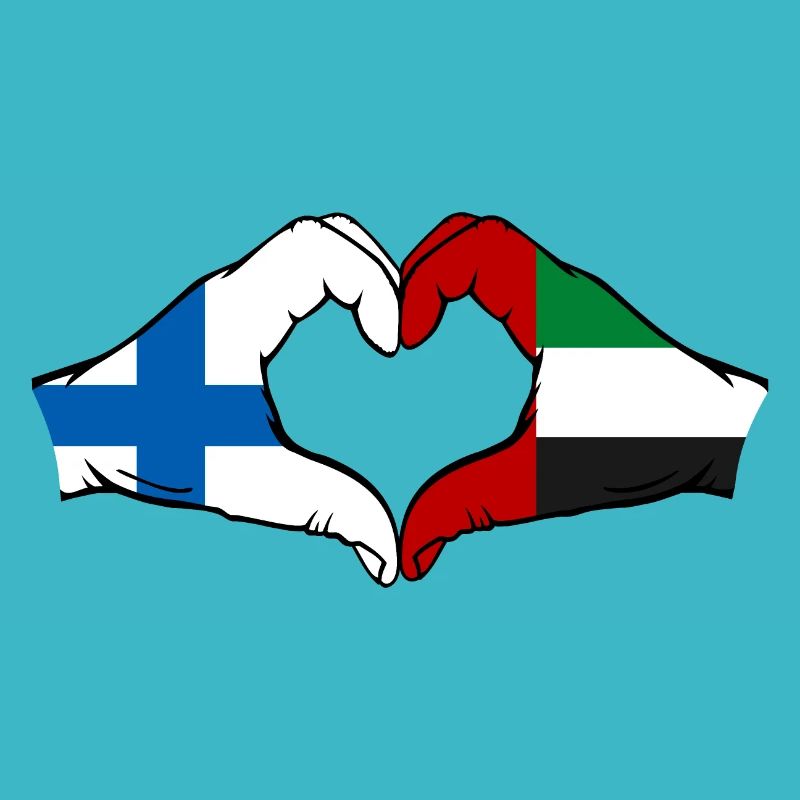 Finnalnd Émirats Arabes Unis Drapeau Coeur