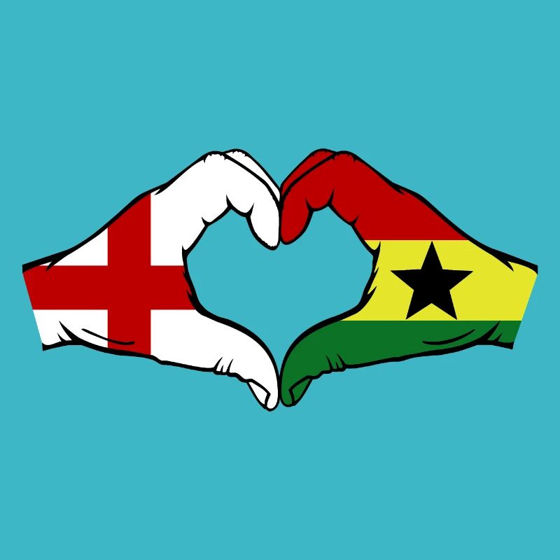 Angleterre Ghana Drapeau Mains Coeur Forme
