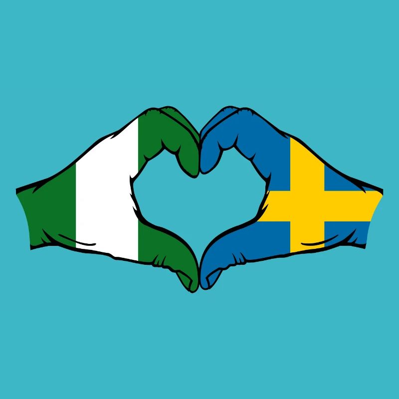 Nigeria Suède Drapeau Mains Coeur Forme