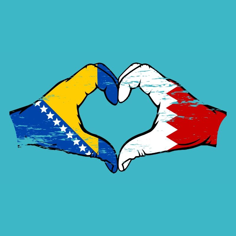 Bosnie Drapeau Bahreïn mains forme de coeur utilisé