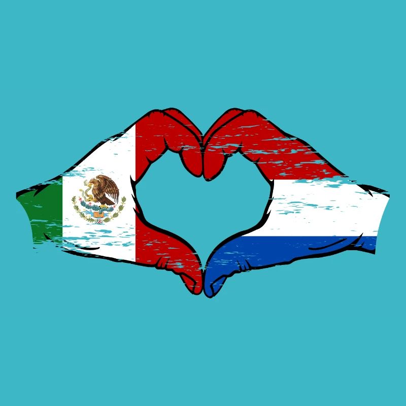 Mexico Holland Flag Hands Heart Shape Used