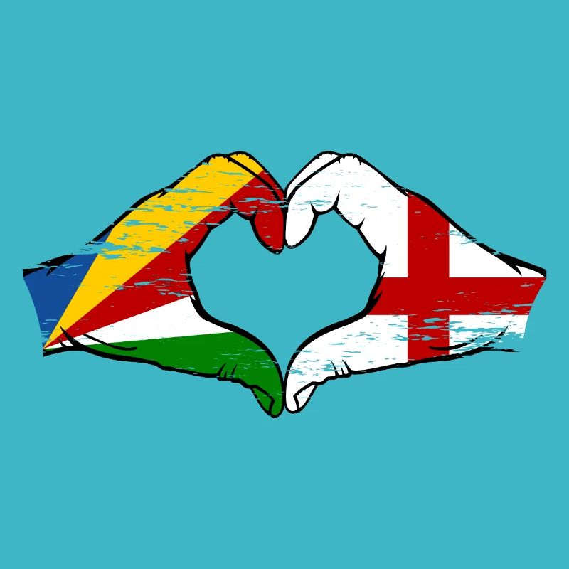 Seychelles Angleterre drapeau mains forme de coeur utilisé