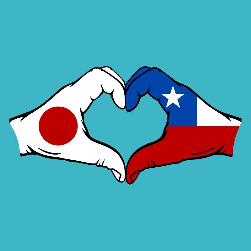Japon Chili Drapeau Mains Coeur Forme