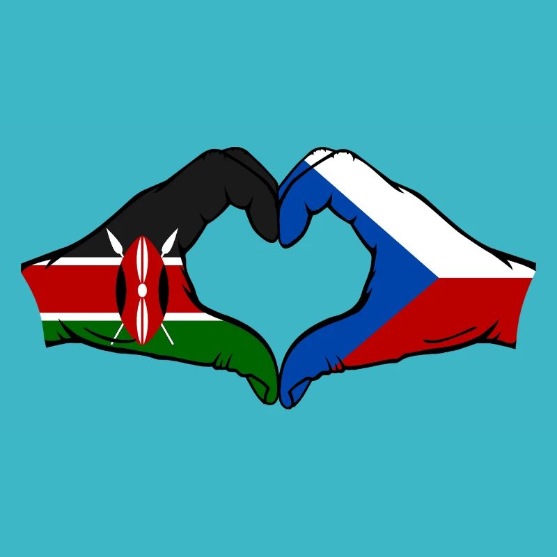Kenia Tschechien Flagge Hände Herz