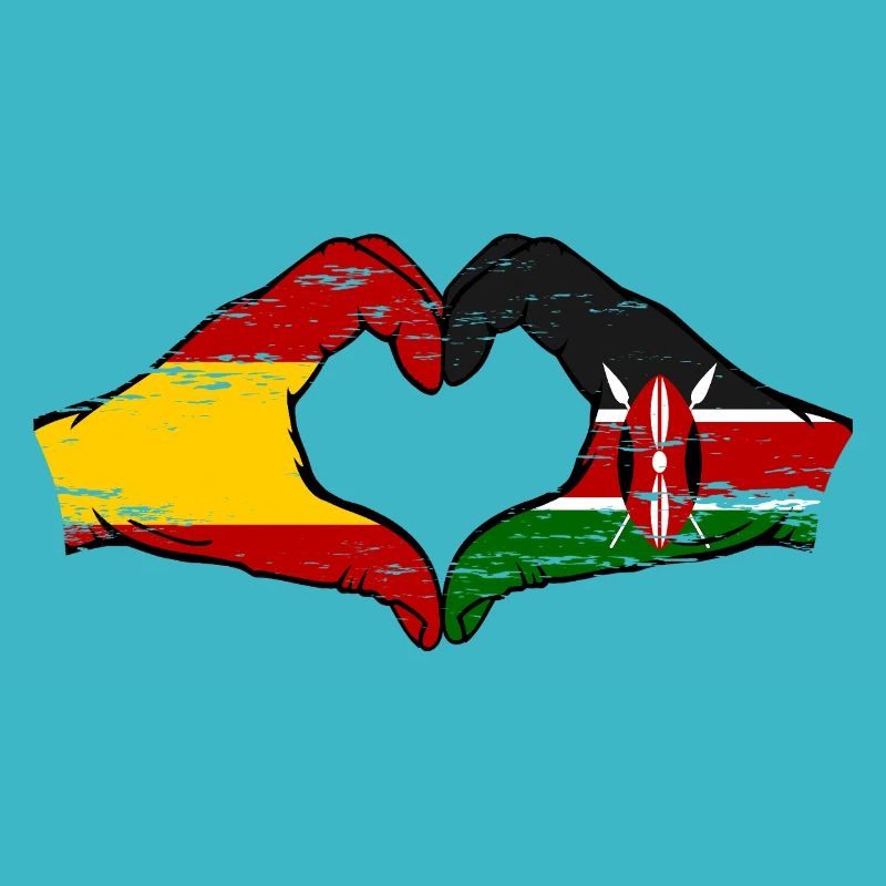 Spanien Kenia Flagge Hände Herz used