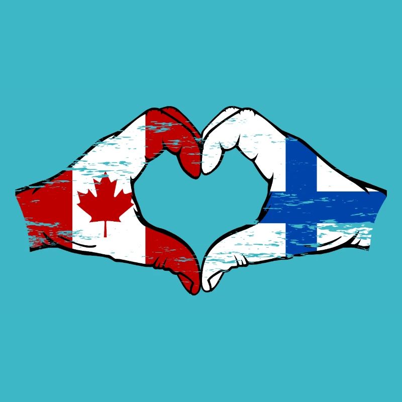 Canada Finlande drapeau mains coeur utilisé