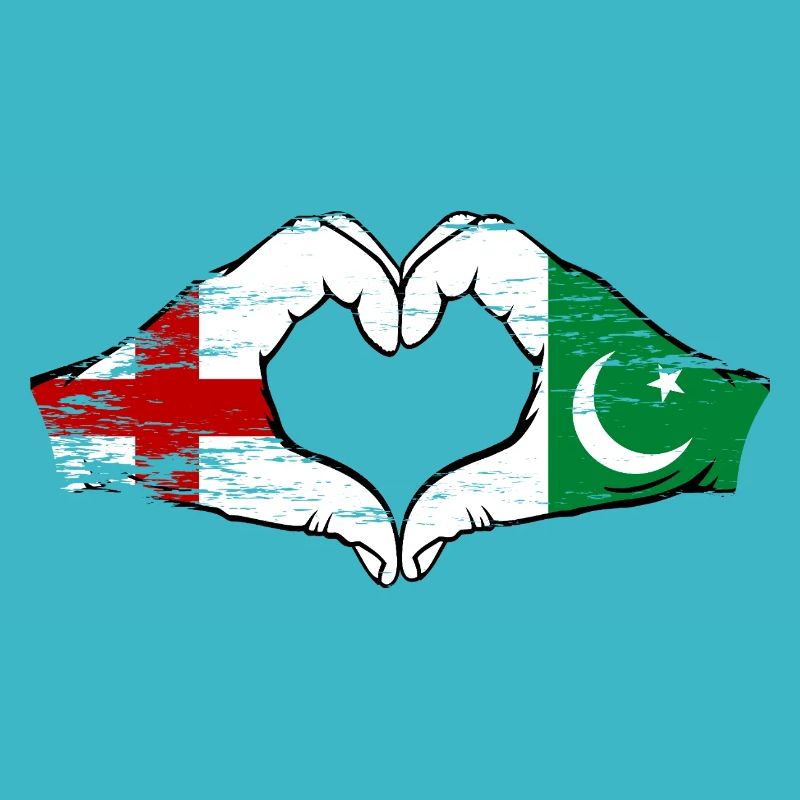 Angleterre Pakistan drapeau mains forme de coeur utilisé