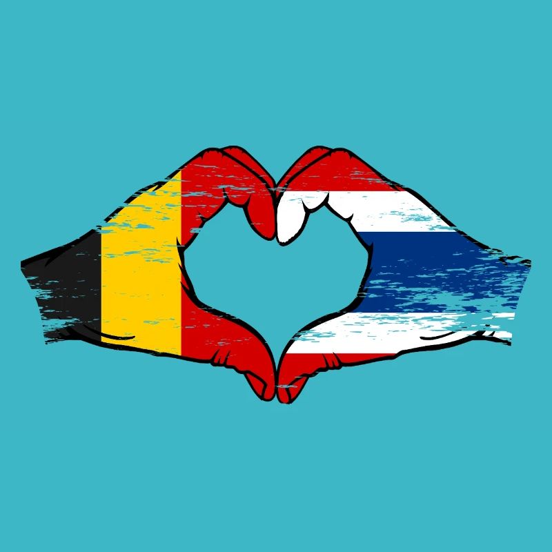 Belgique Drapeau de la Thaïlande mains forme de coeur utilisé