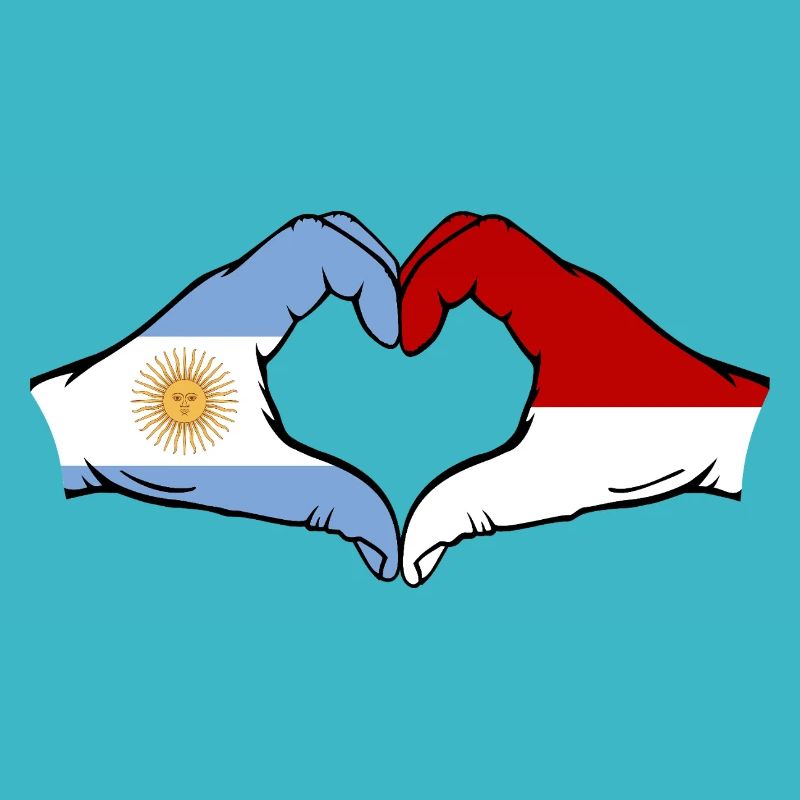 Argentina Monaco Flag Hands Heart Shape
