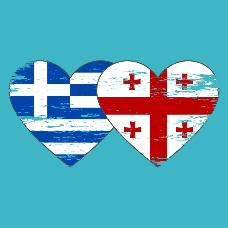 Greece Georgia Flag Heart Used