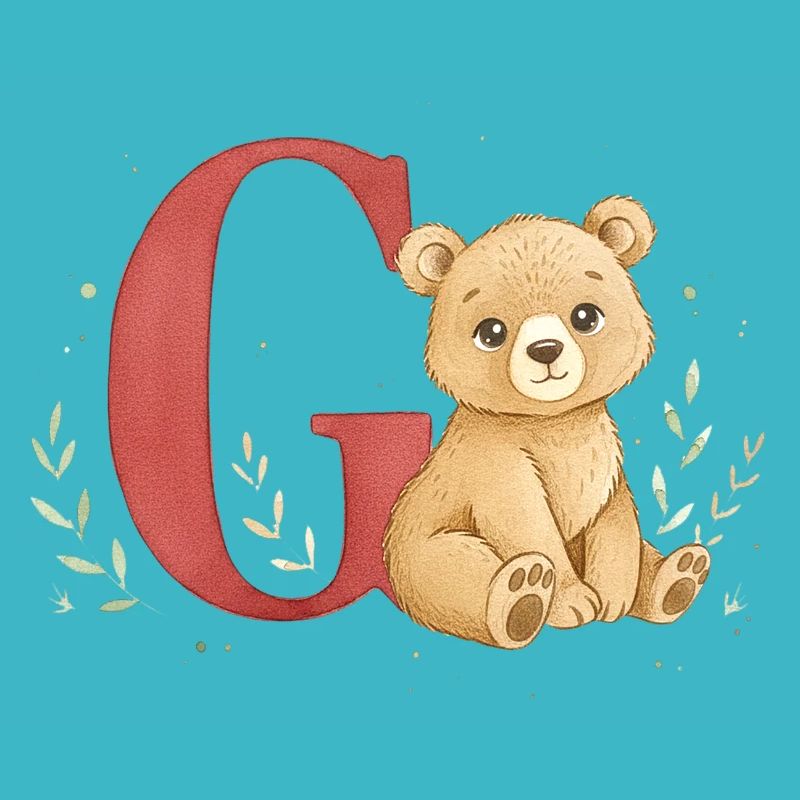 Ours aquarelle avec la lettre G