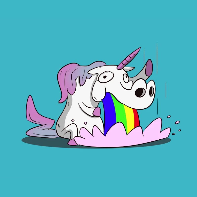 Unicorn, Einhorn brechend Regenbogen