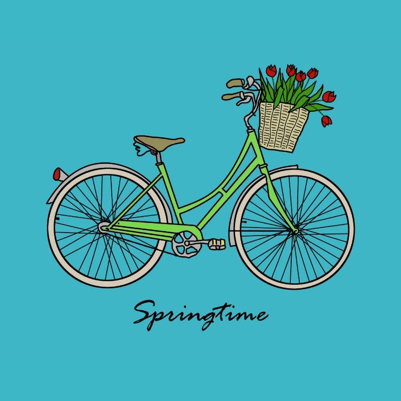 Printemps, printemps, vélo, tulipes