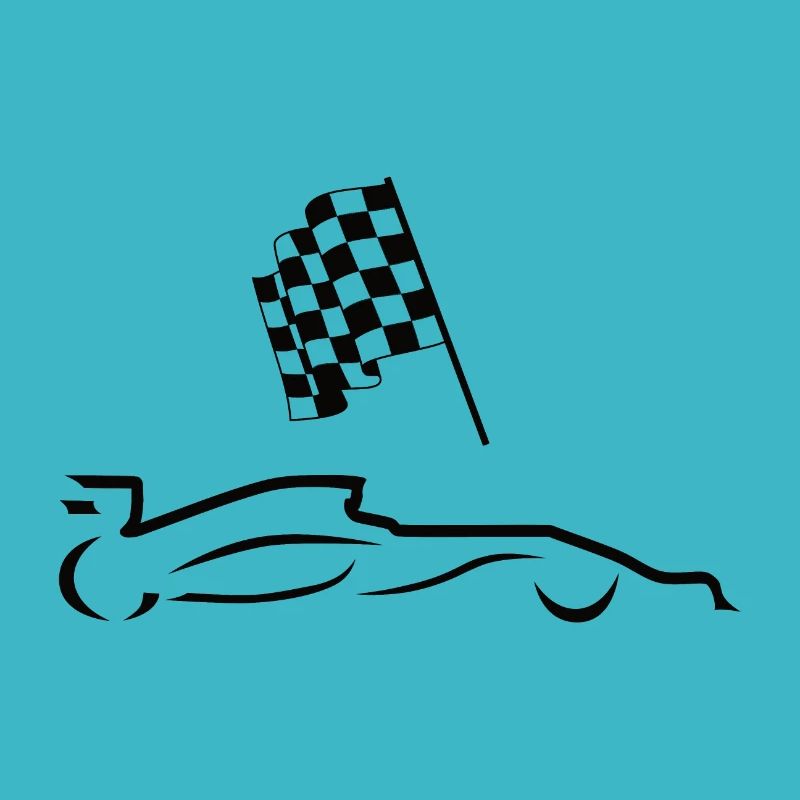 Voitures de course avec drapeaux silhouett