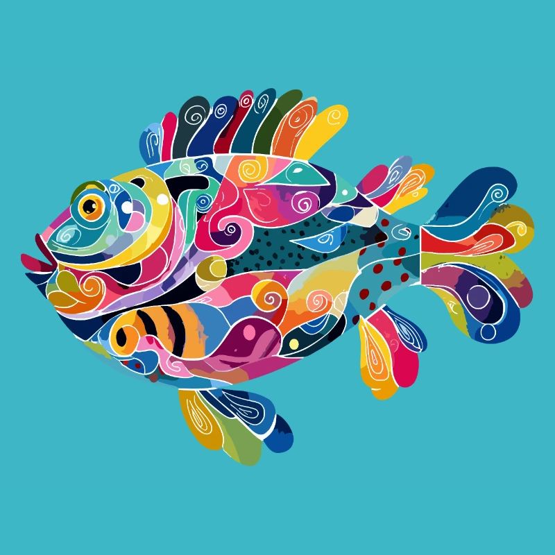 Bunter Abstractfisch Spiralen