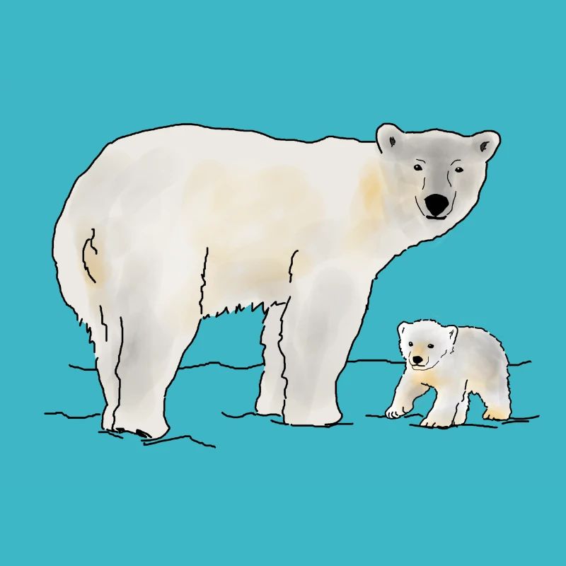 Eisbär mit Jungtier
