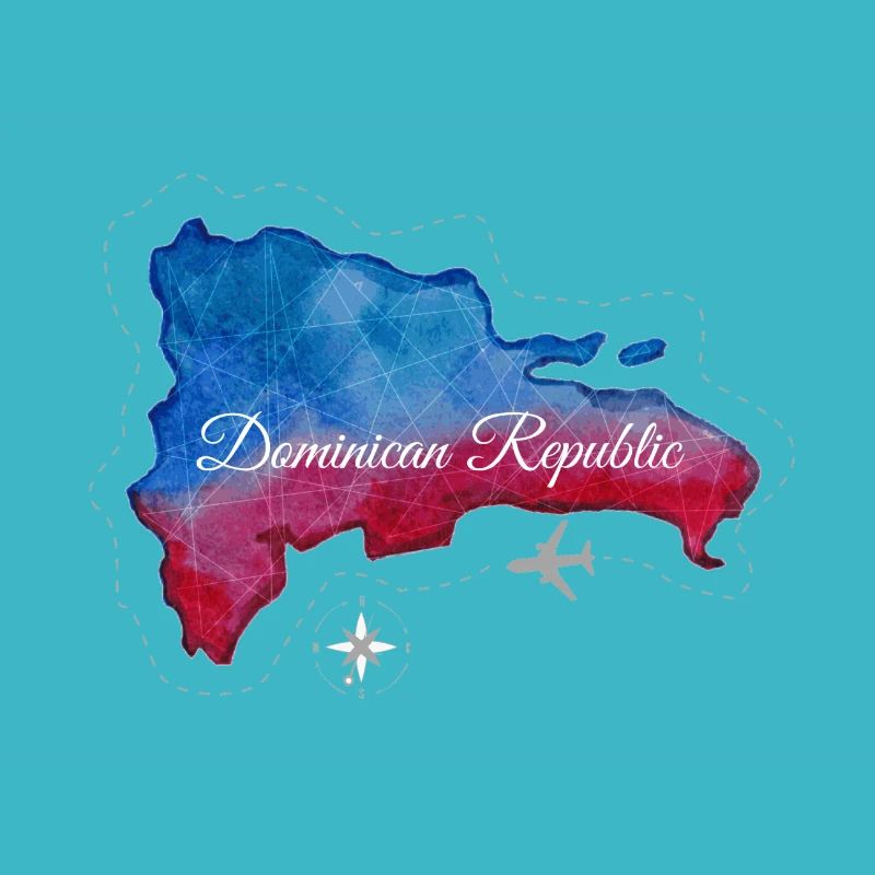 Map blue red Dominican Republic