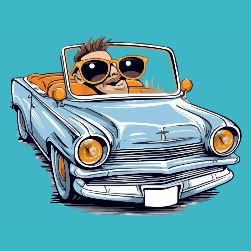 Marc in a convertible