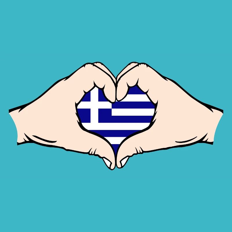Grèce en forme de coeur avec des mains